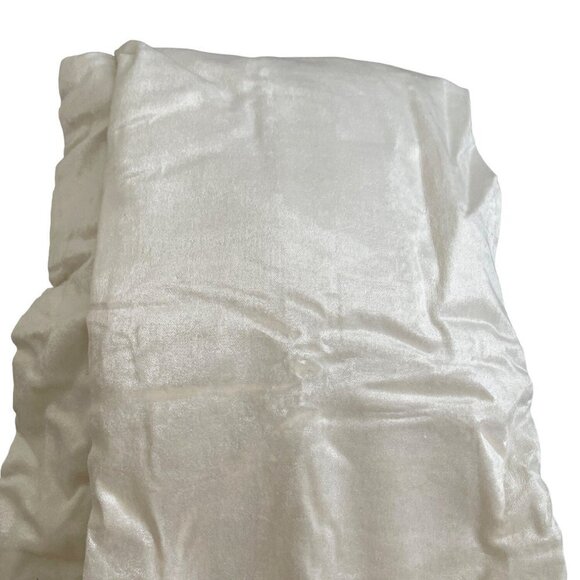 Olivia & Oliver Curtain Panel 63" Luster Velvet Ivory Rod Pocket Window Single - Picture 12 of 14